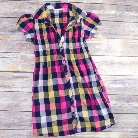 Tally Weijl Dresses & Skirts - Tally Weijl Navy, Pink & Yellow Flannel Mini Dress Tally Weijl Dresses & Skirts - Tally Weijl Navy, Pink & Yellow Flannel Mini Dress